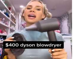 She promotes Dyson blowdryer through various social media platforms.